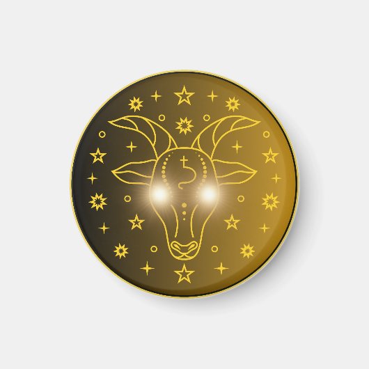 Steenbok Zodiac Embleem | Minimaal Hemels Symbool Magneet (Voorkant)