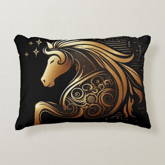 Steenbok Zodiac Gouden Paard Astrologie Accent Kussen (Voorkant)