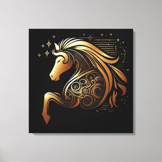 Steenbok Zodiac Gouden Paard Astrologie Canvas Afdruk (Voorkant)