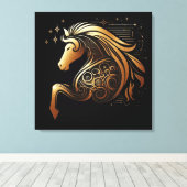 Steenbok Zodiac Gouden Paard Astrologie Canvas Afdruk (Insitu (Houten vloer))