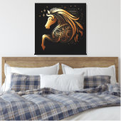 Steenbok Zodiac Gouden Paard Astrologie Canvas Afdruk (Insitu (Slaapkamer))