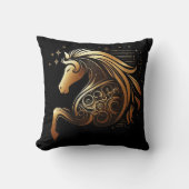 Steenbok Zodiac Gouden Paard Astrologie Kussen (Voorkant)