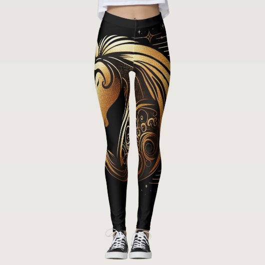 Steenbok Zodiac Gouden Paard Astrologie Leggings (Voorkant)