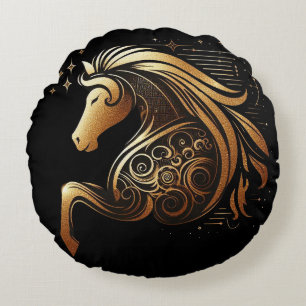 Steenbok Zodiac Gouden Paard Astrologie Rond Kussen