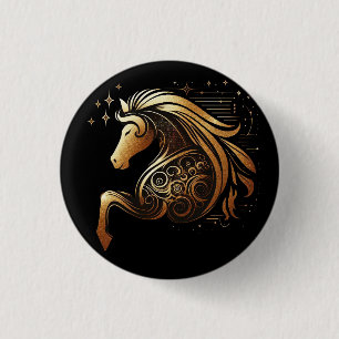 Steenbok Zodiac Gouden Paard Astrologie Ronde Button 3,2 Cm