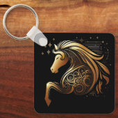Steenbok Zodiac Gouden Paard Astrologie Sleutelhanger (Voorkant)