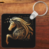 Steenbok Zodiac Gouden Paard Astrologie Sleutelhanger (Achterkant)