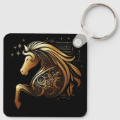 Steenbok Zodiac Gouden Paard Astrologie Sleutelhanger (Achterkant)