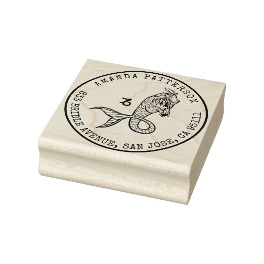 Steenbok Zodiac Hand getrokken kuif | Retouradres Rubberstempel (Stempel)