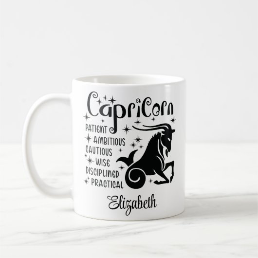 Steenbok Zodiac Horoscoop Aangepaste naam Koffiemok (Links)