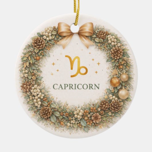 Steenbok Zodiac Kerst Ornament – Elegante Winter (Voorkant)