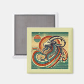 Steenbok Zodiac Magneet Retro Stijl (Voorkant / Achterkant)
