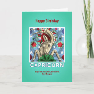 Steenbok Zodiac Sign Happy Birthday Kaart