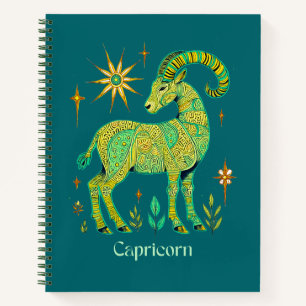 Steenbok Zodiac Sign in ingewikkeld patroon Journa Notitieboek