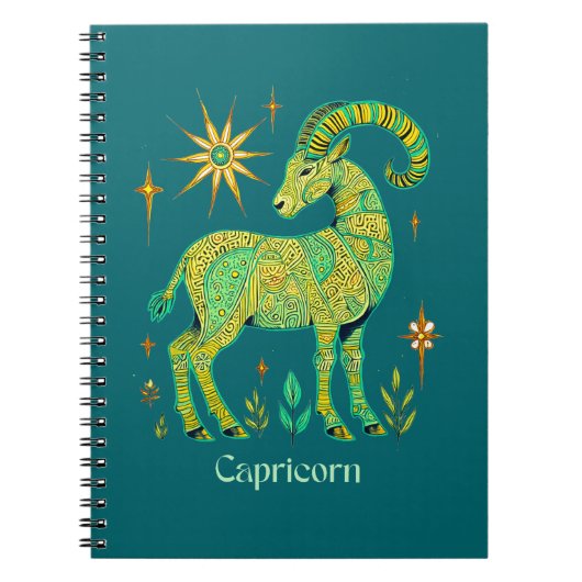Steenbok Zodiac Sign in ingewikkelde patronen Notitieboek (Voorkant)
