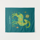 Steenbok Zodiac Sign in ingewikkelde patronen Wandkleed (Voorkant (horizontaal))