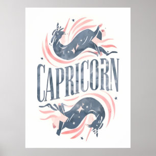 Steenbok Zodiac Sign met grillige geit Poster