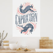  Steenbok Zodiac Sign met grillige geit Poster (Keuken)