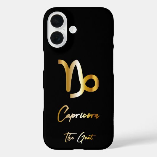 Steenbok Zodiac Sign, Zwart & Goud Case-Mate iPhone Case (Achterkant)