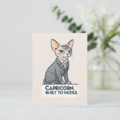 Steenbok Zodiac Sphynx Kat Built Hustle Kunst Briefkaart (Staand voorkant)