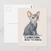 Steenbok Zodiac Sphynx Kat Built Hustle Kunst Briefkaart (Voorkant / Achterkant)