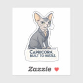 Steenbok Zodiac Sphynx Kat Built Hustle Kunst Sticker (Vel)