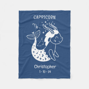 Steenbok Zodiac Sternaam Geboorte Datum Blauw Baby Fleece Deken
