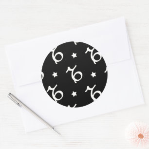 Steenbok Zodiac Symbool en Sterren Patroon Ronde Sticker