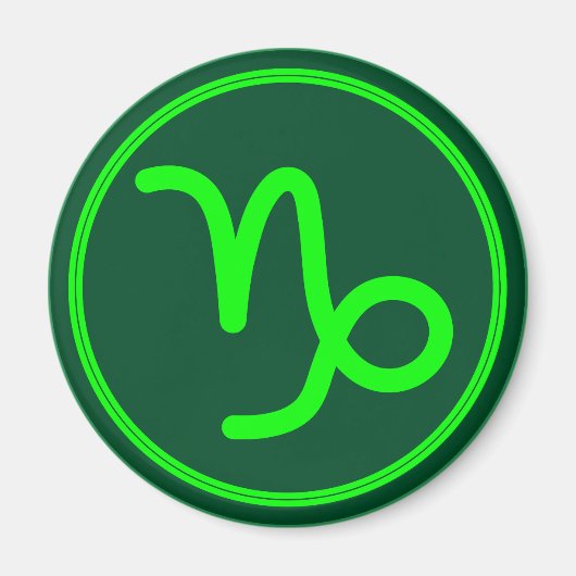 Steenbok Zodiac Symbool Groen Contrast Magneet (Voorkant)