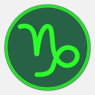Steenbok Zodiac Symbool Groen Contrast Ronde Sticker