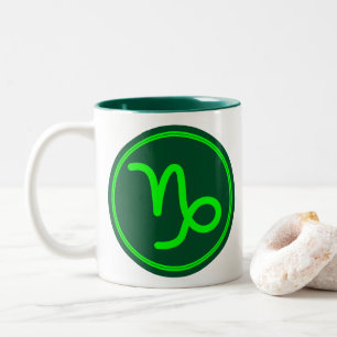 Steenbok Zodiac Symbool Groen Contrast Tweekleurige Koffiemok