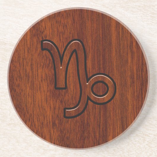 Steenbok Zodiac-symbool in houtnerf-stijl Zandsteen Onderzetter (Voorkant)