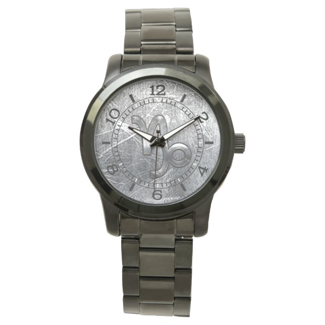 Steenbok Zodiac symbool industriële stijl wijzerpl Horloge (Voorkant)