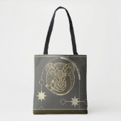 Steenbok Zodiac Teken Bruin en Grijs Mandala Tote Bag (Voorkant)