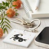 Steenbok Zodiac Teken Naam Astrologisch Gift Sleutelhanger (Voorkant Rechts)
