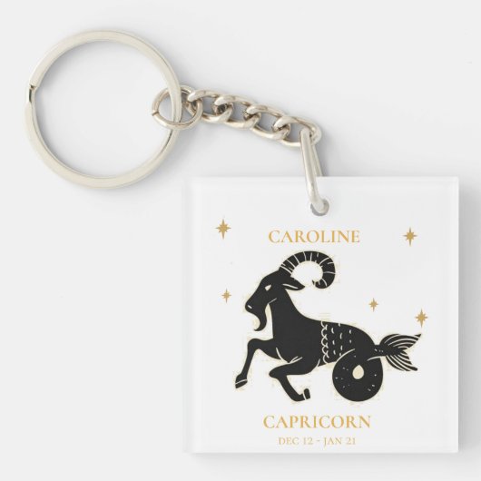 Steenbok Zodiac Teken Naam Astrologisch Gift Sleutelhanger (Voorkant)