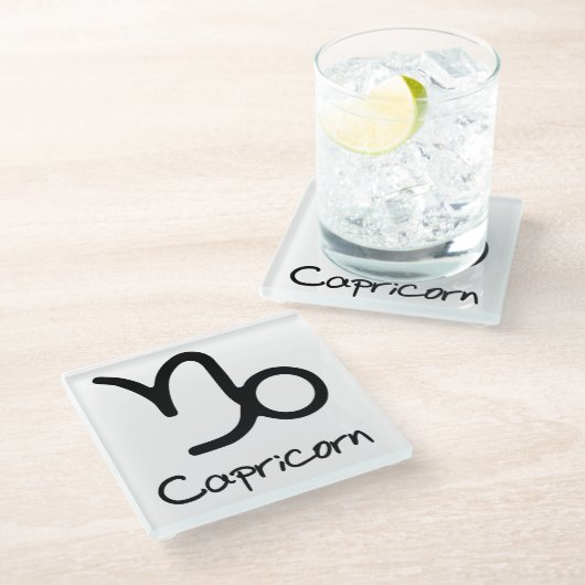 Steenbok Zodiac teken op witte achtergrond Glazen Onderzetter (Schuin)