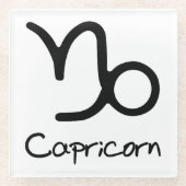 Steenbok Zodiac teken op witte achtergrond Glazen Onderzetter (Voorkant)