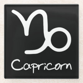 Steenbok Zodiac Teken op zwarte achtergrond Glazen Onderzetter