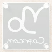 Steenbok Zodiac Teken op zwarte achtergrond Glazen Onderzetter (Achterkant)