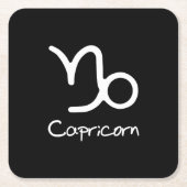 Steenbok Zodiac Teken op zwarte achtergrond Kartonnen Onderzetters (Voorkant)