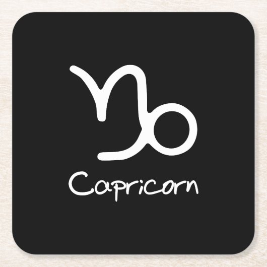 Steenbok Zodiac Teken op zwarte achtergrond Kartonnen Onderzetters (Voorkant)