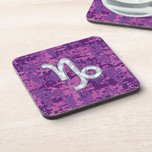 Steenbok Zodiac Teken Roze Digitale Camouflage Drankjes Onderzetter (Linkerzijde)