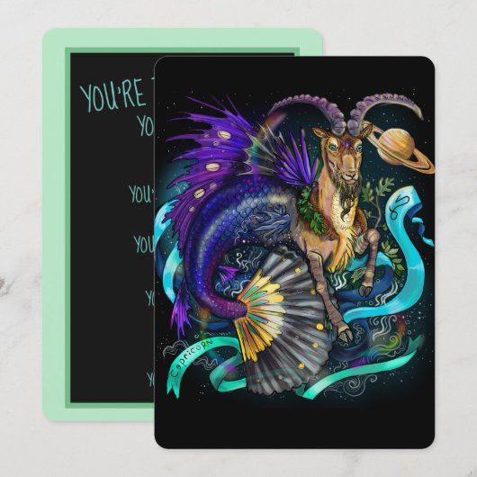 Steenbok Zodiac Teken Uitnodiging (Voorkant / Achterkant)