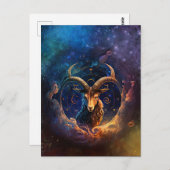 Steenbok Zodiac Teken Waterverf Ontwerp Briefkaart (Voorkant / Achterkant)