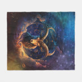 Steenbok Zodiac Teken Waterverf Ontwerp Fleece Deken (Voorkant (Horizontaal))