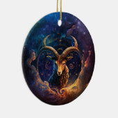 Steenbok Zodiac Teken Waterverf Ontwerp Keramisch Ornament (Rechts)