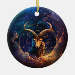 Steenbok Zodiac Teken Waterverf Ontwerp Keramisch Ornament