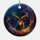 Steenbok Zodiac Teken Waterverf Ontwerp Keramisch Ornament (Achterkant)