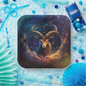 Steenbok Zodiac Teken Waterverf Ontwerp Papieren Bordje (Feest)